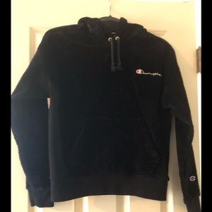Champion Black Corduroy Hooded Sweatshirt Size M